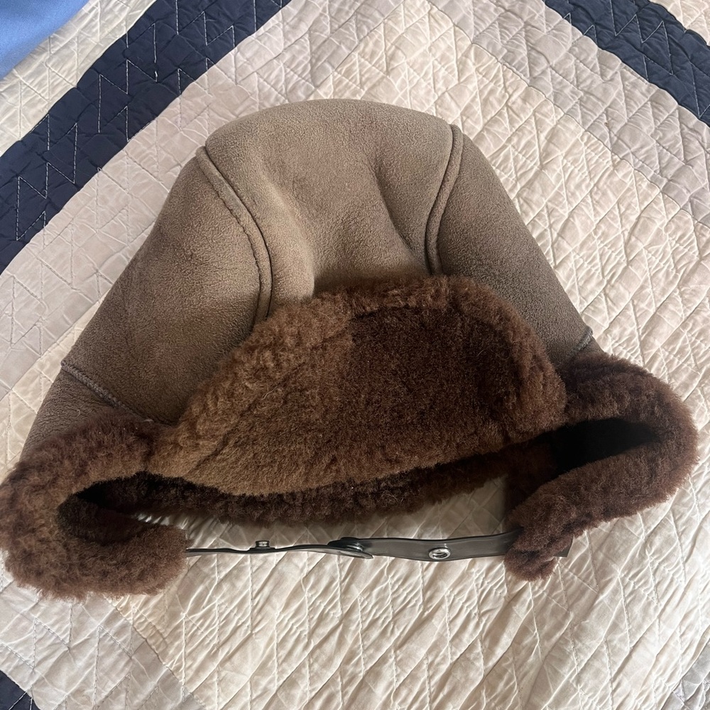 VINTAGE - SHEEPSKIN TRAPPER/ AVIATOR HAT  - ONE SIZE  - MADE IN USA